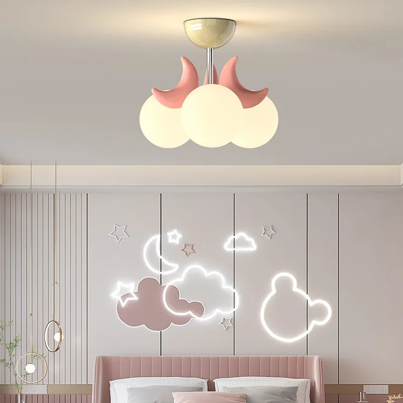 plafonnier en forme de lune pour chambre d'enfant moderne et douce