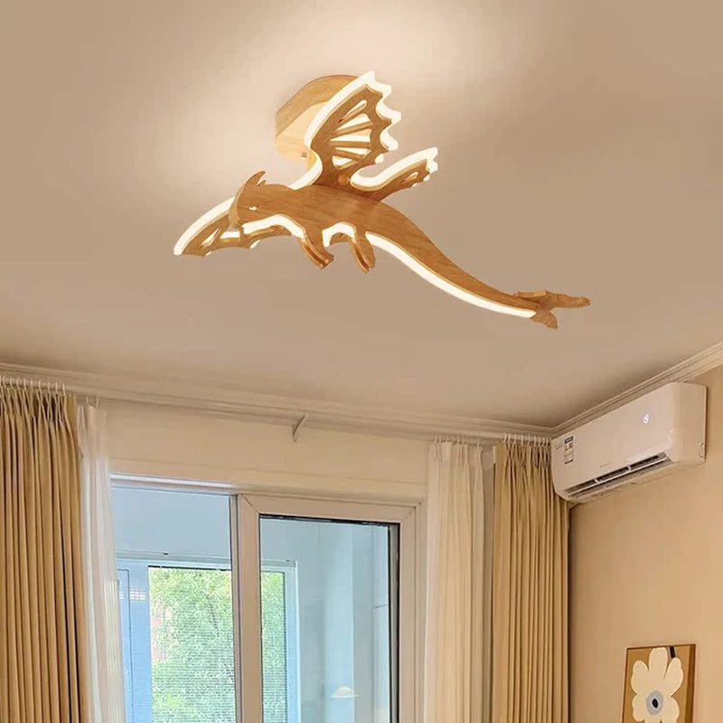 lustre dinosaure en bois pour chambre enfant et salle de jeux