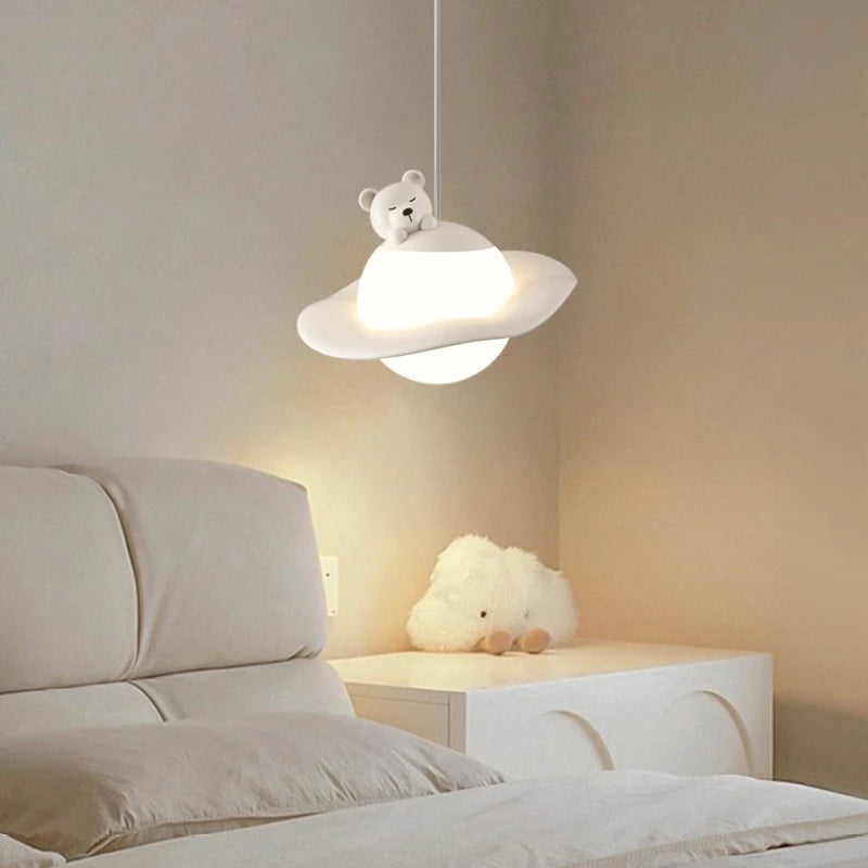 lustre mignon en forme de lapin ours et lune pour chambre d'enfant