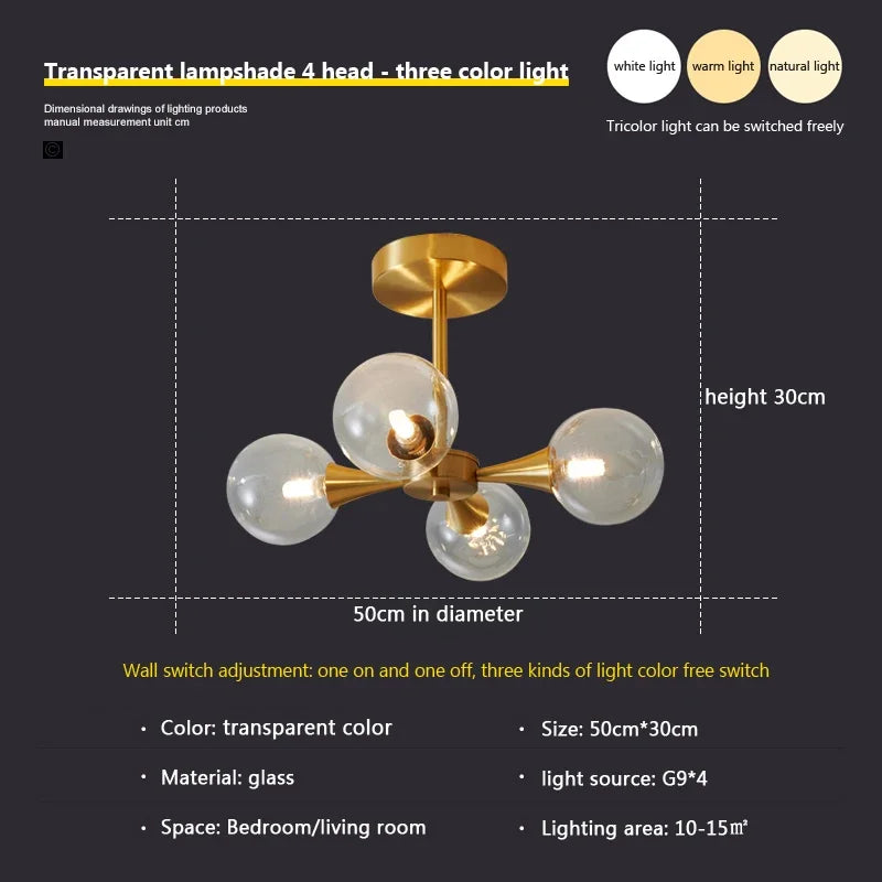 lustre nordique en verre blanc pour éclairage intérieur