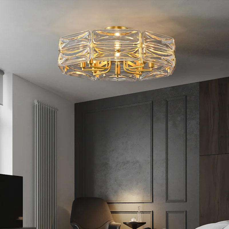 lustre nordique en cuivre led élégant pour décoration intérieure