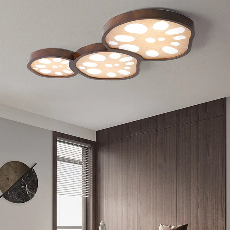 2023 New Lotus Root Ceiling Lamp for Living Room Bedroom Children's Study Kitchen Home LED Light Fixture Modern Wood Chandelier