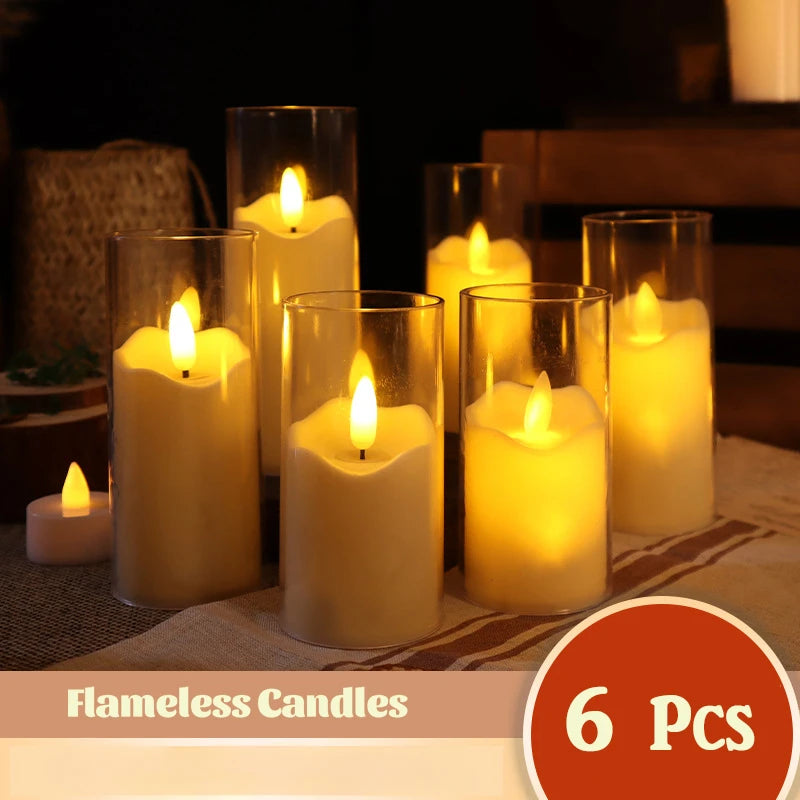 lot de 6 bougies led sans flamme en verre pour mariage et noël