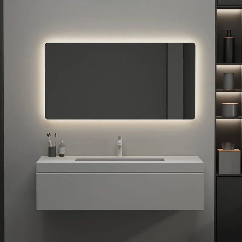 miroir intelligent rectangulaire à écran tactile avec éclairage led