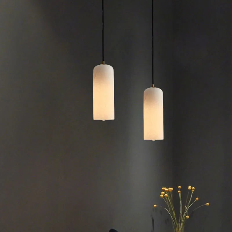 lustre naturan en marbre avec ampoule cuivre pour éclairage simple