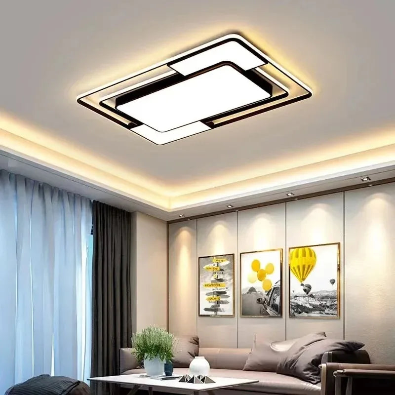 lustre carré moderne en fer avec leds pour éclairage intérieur