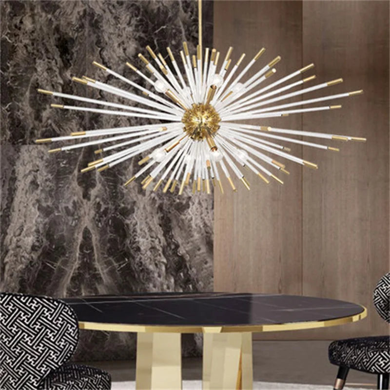 lustre de luxe design cristal pissenlit led pour décoration intérieure