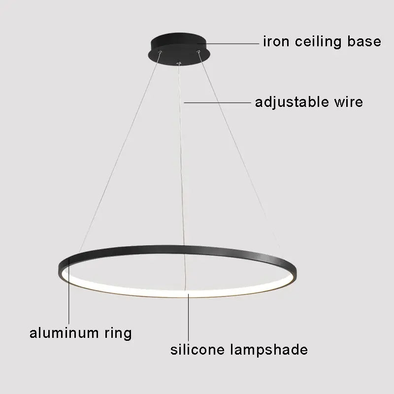 anneau led moderne pour décoration minimaliste suspendu