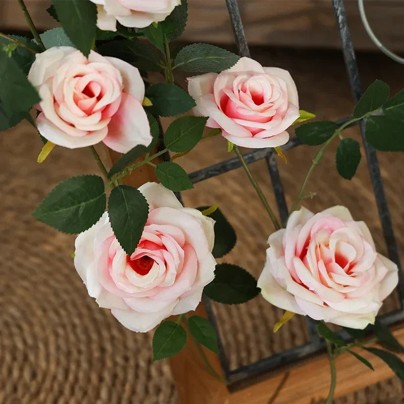 vignes de roses artificielles en soie pour décoration intérieure