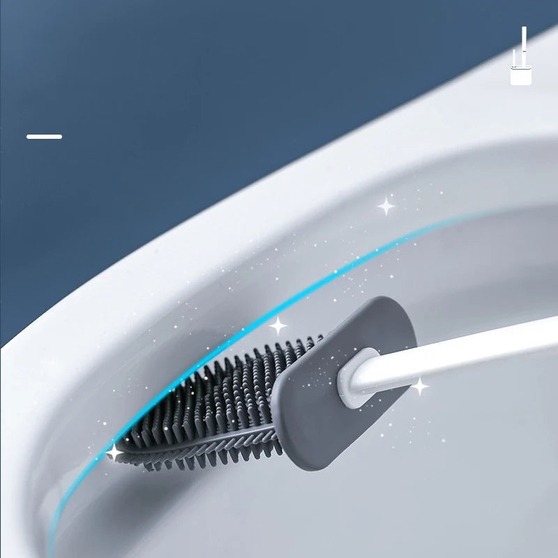 brosse de nettoyage en silicone avec support mural flexible