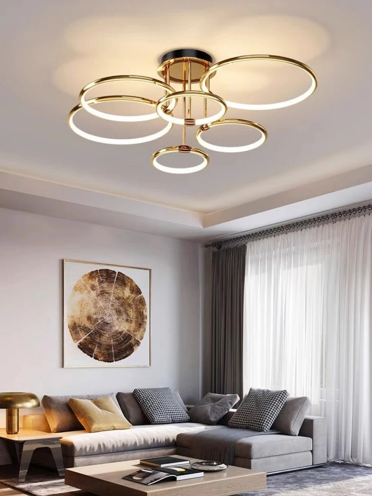 lustre décoratif moderne en anneau pour intérieur élégant