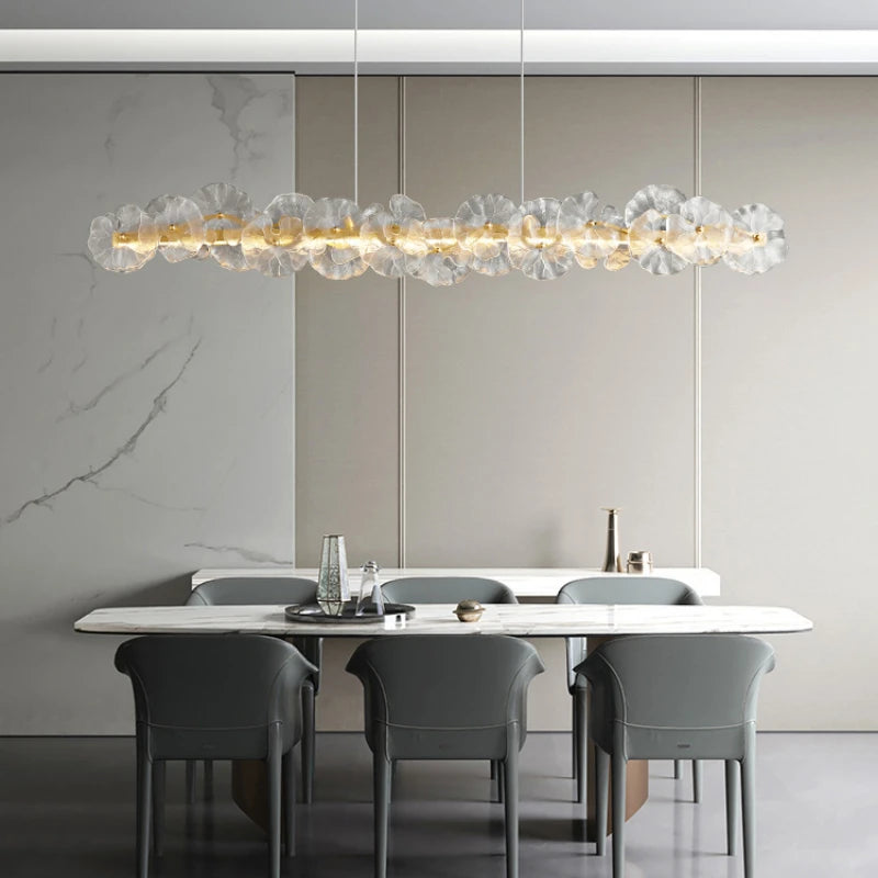 suspension en cuivre avec luminaire en verre artistique haut de gamme