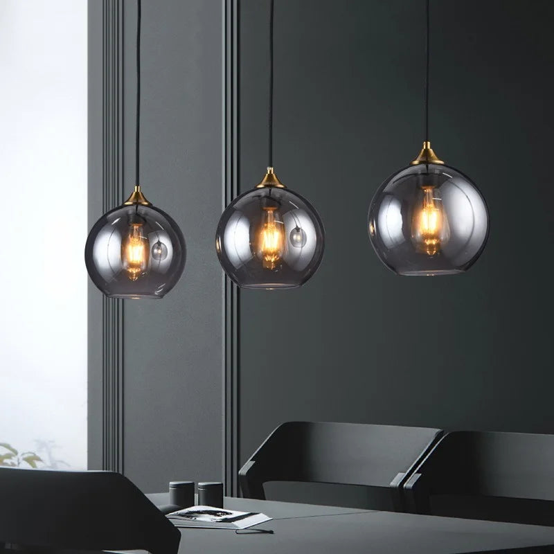 lustre nordique en verre fumé suspension simple luxe