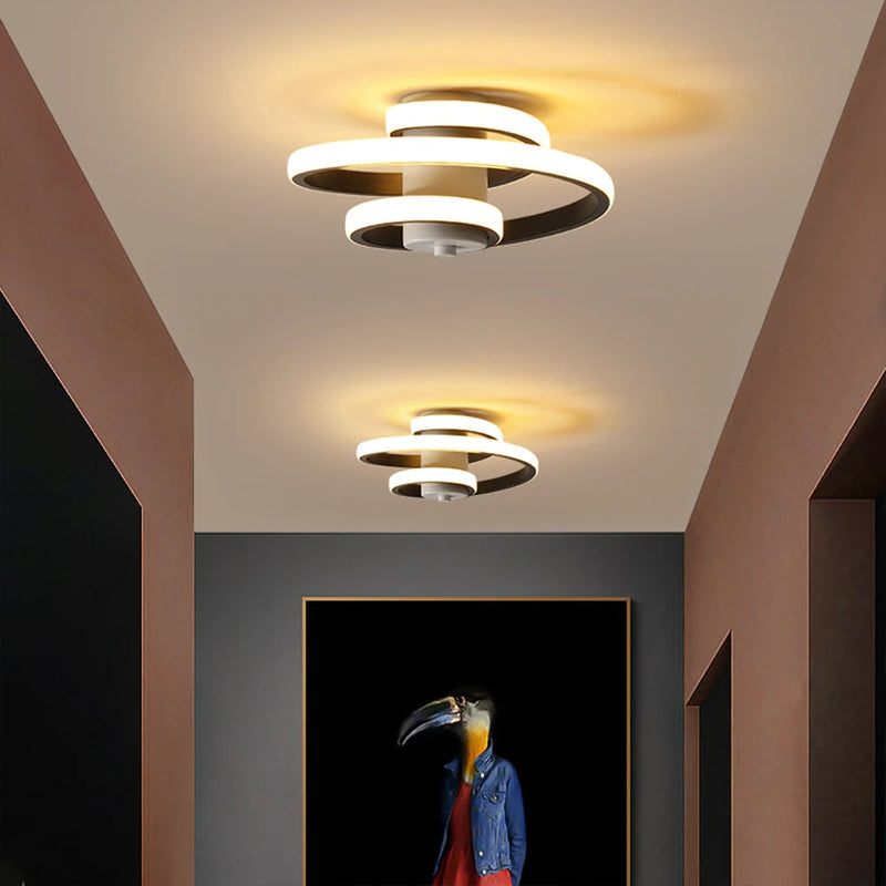 plafonnier led moderne en spirale pour un intérieur minimaliste