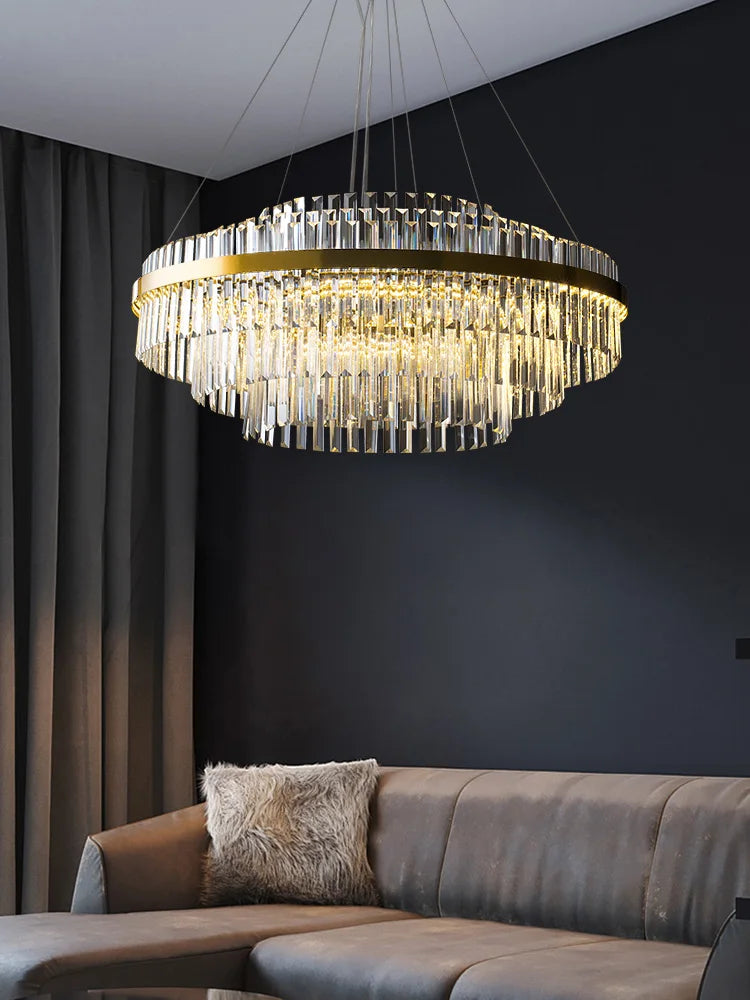 lustre en cristal de luxe pour décoration intérieure élégante