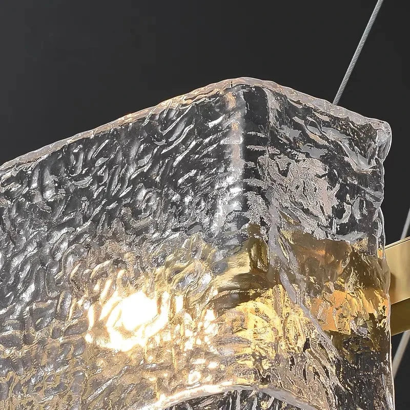 lustre led moderne ondulations d'eau en verre de luxe