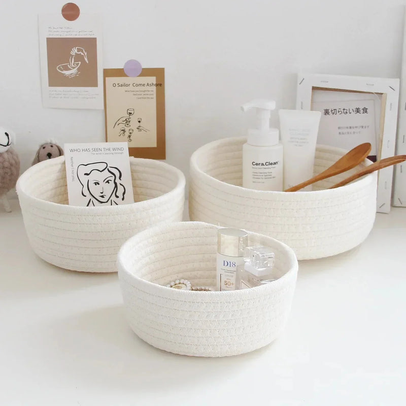 paniers en corde de coton pour rangement et organisation des objets