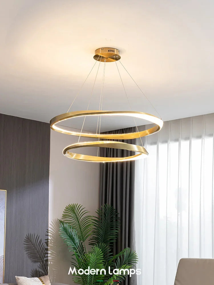 Living room lamps light luxury lamps modern minimalist atmosphere minimalist circle combination hall Italian ring chandelier