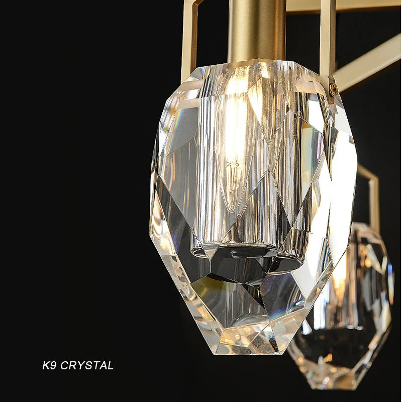 lustre design moderne en cristal avec abat-jour fantaisie