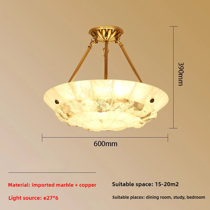 lustre minimaliste en cuivre et marbre design moderne