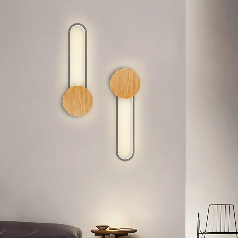 Applique murale LED en bois nordique moderne fer 60CM longue bande gris blanc salon décor appliques chambre étude luminaires pour la maison Lustre