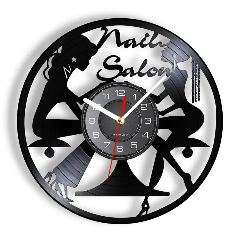 horloge murale vinyle pour salon de manucure et beauté