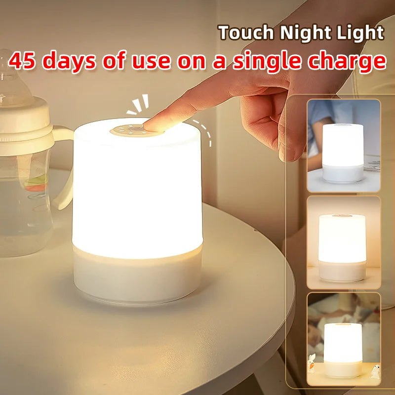 lampe de table usb rechargeable avec veilleuse trois couleurs