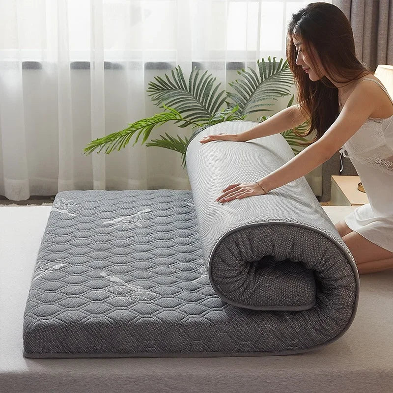 matelas tatami pliable épais en coton antidérapant pour lit simple ou double