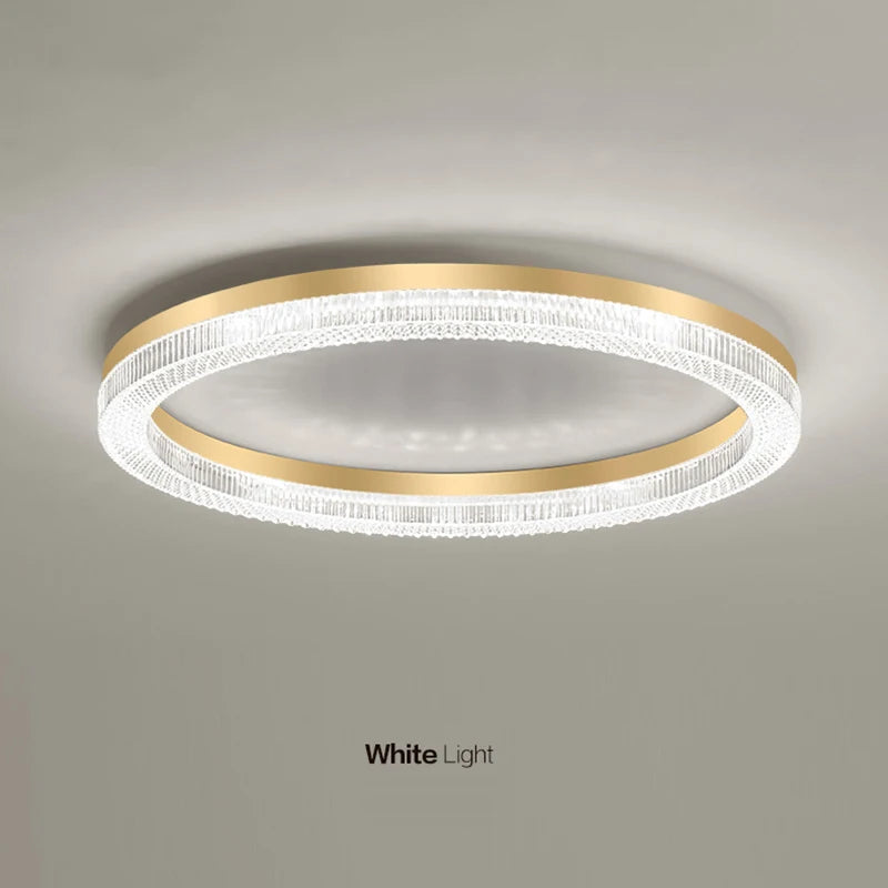 plafonnier led design moderne et simple en cristal doré rond et carré