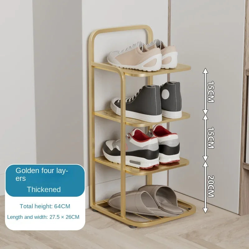 étagère à chaussures moderne en métal pour un rangement vertical élégant