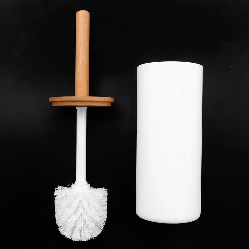 ensemble brosse toilette bambou avec support accessoires wc