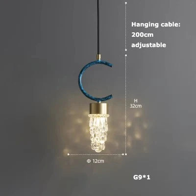 suspension en verre cristal art déco avec éclairage led