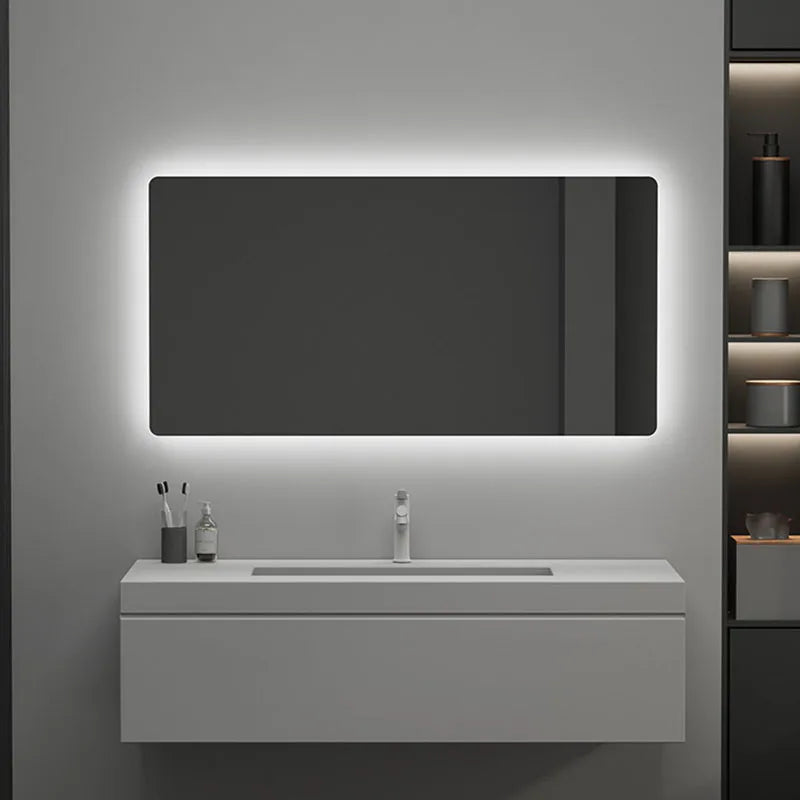 miroir intelligent rectangulaire à écran tactile avec éclairage led