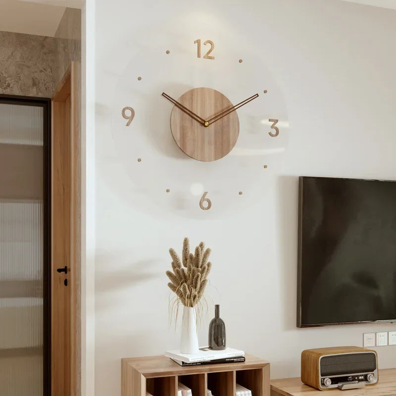 horloge murale créative en bois style nordique silencieuse et moderne