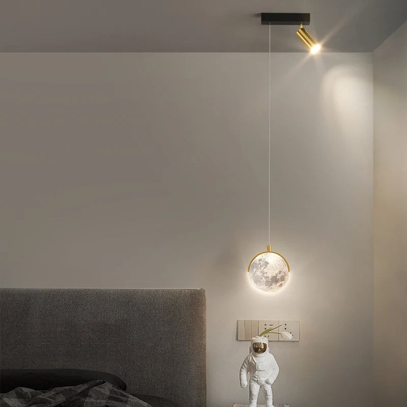lustre nordique moderne minimaliste led lune déco maison