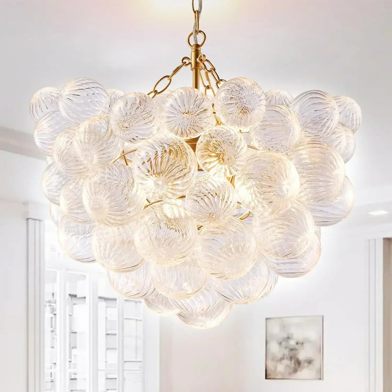 lustre suspendu à bulles de verre design moderne pour intérieur élégant