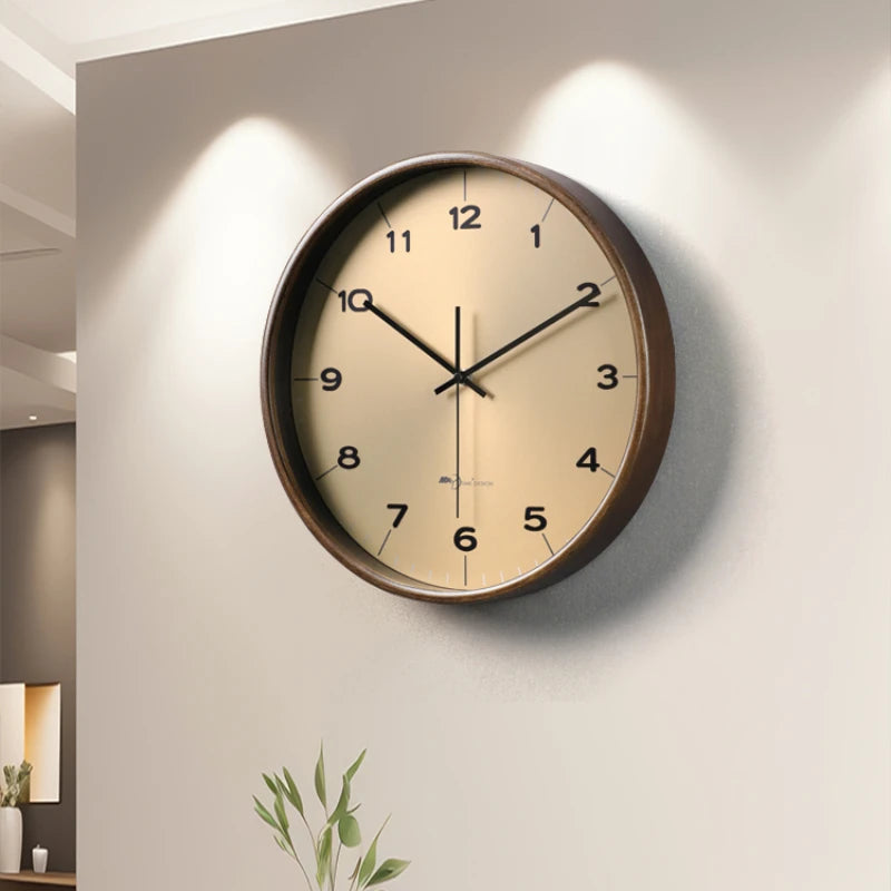 horloge murale moderne en bois massif pour décoration intérieure