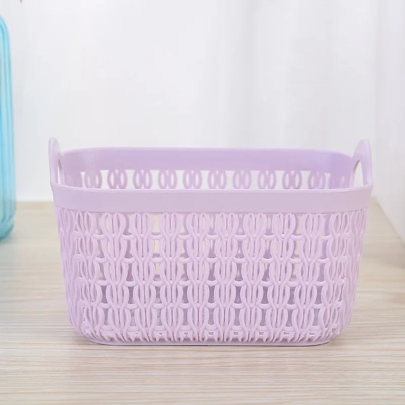 panier de rangement portable en rotin et plastique pour divers articles