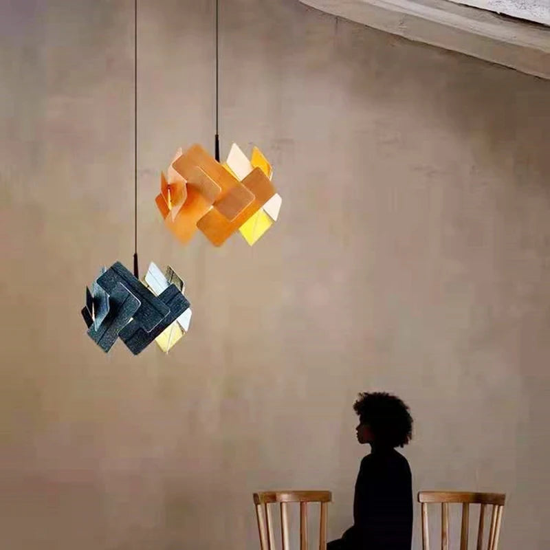 lampes suspendues en bois créatives avec cordon réglable