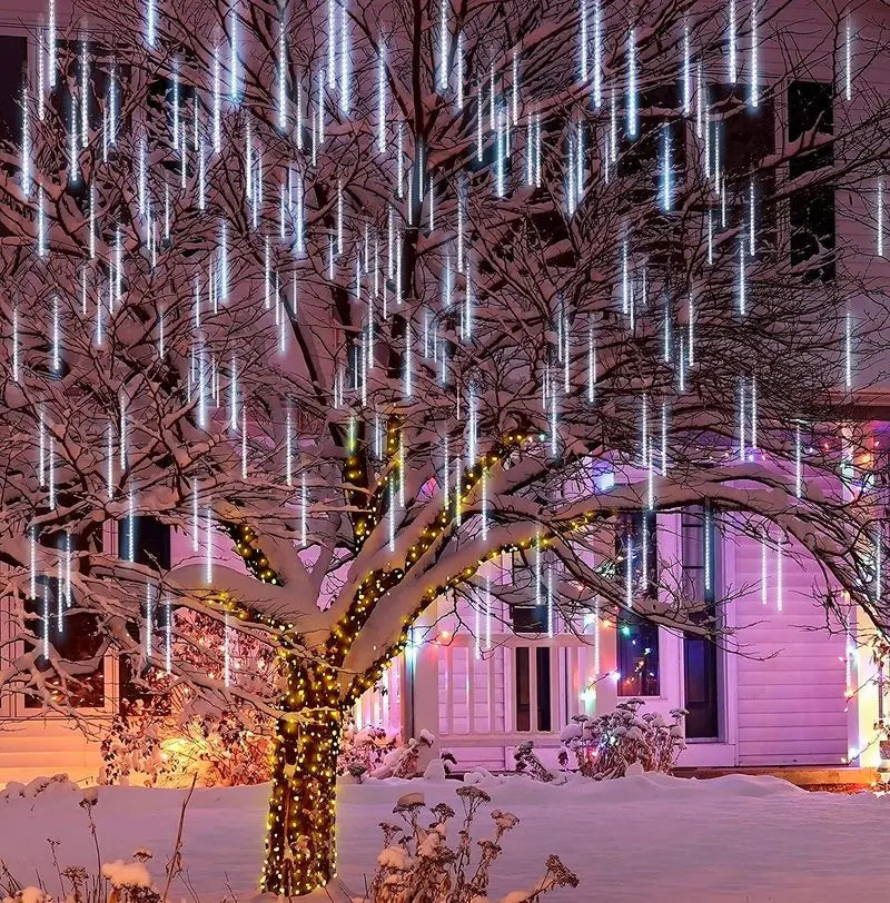 guirlande lumineuse led pluie de météores imperméable pour décoration festive