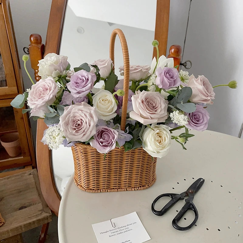 panier de rangement tissé à la main pour jardin et pique-nique