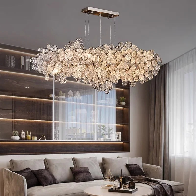 2023 Light Luxury LED Ceiling Chandelier Trend Villa Living Dining Room Pendant Lamp Modern Lustre Bedroom Hanging Light Fixture