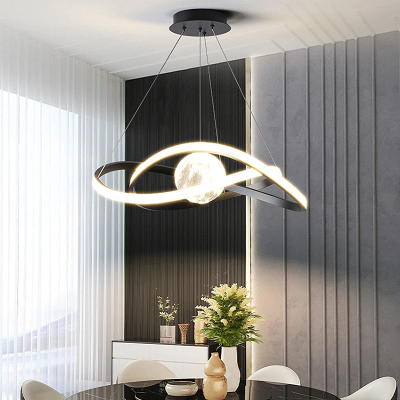 suspension led moderne style art noir pour intérieur