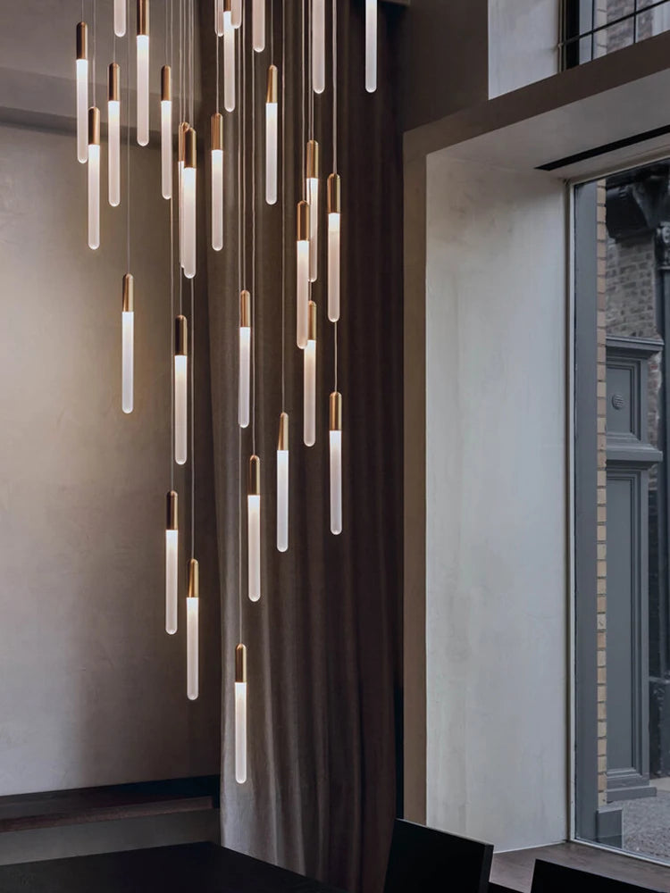 lustre led minimaliste moderne pour villa restaurant escalier