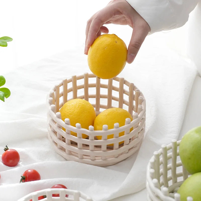 panier de rangement tissé en céramique pour décor et usages variés