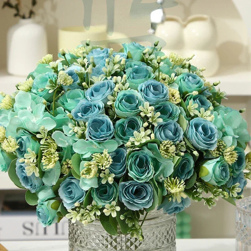 bouquet d'hortensias artificiels en soie pour décoration élégante