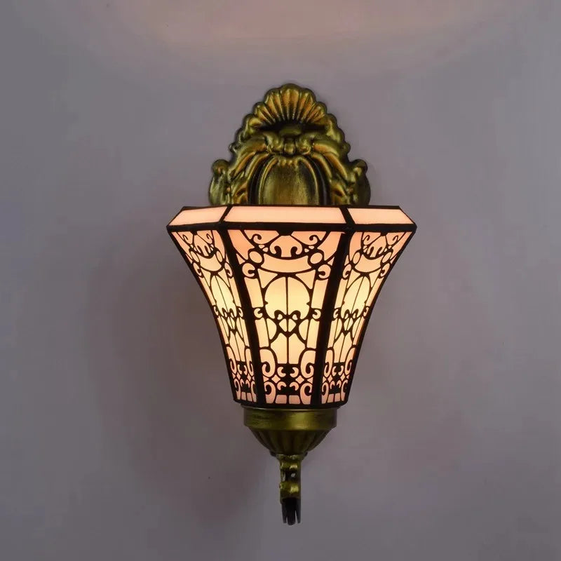 tiffany miroir rétro lampe tournesol simple tête applique murale
