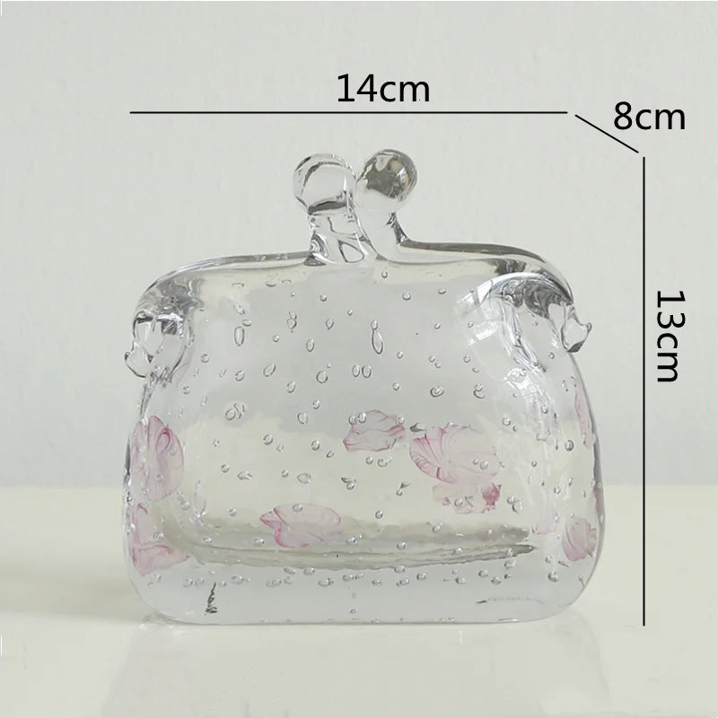 vase en verre transparent texture froissée pour fleurs et terrarium