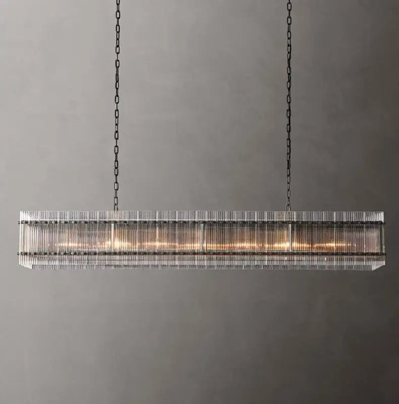 lustre rectangulaire en cristal pour éclairage de luxe