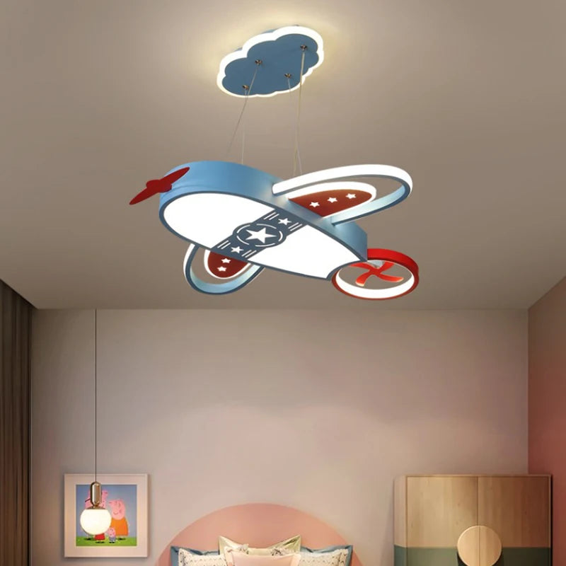 lustre avion moderne pour enfants avec éclairage télécommandé